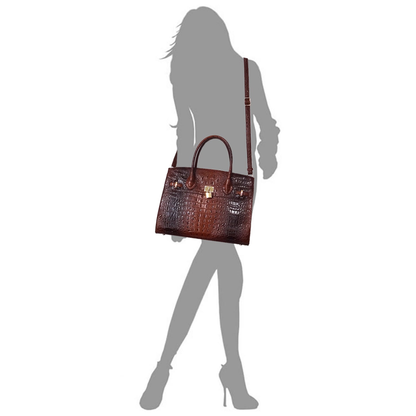 AC1096W Croc Alligator Padlock 2-in-1 Satchel