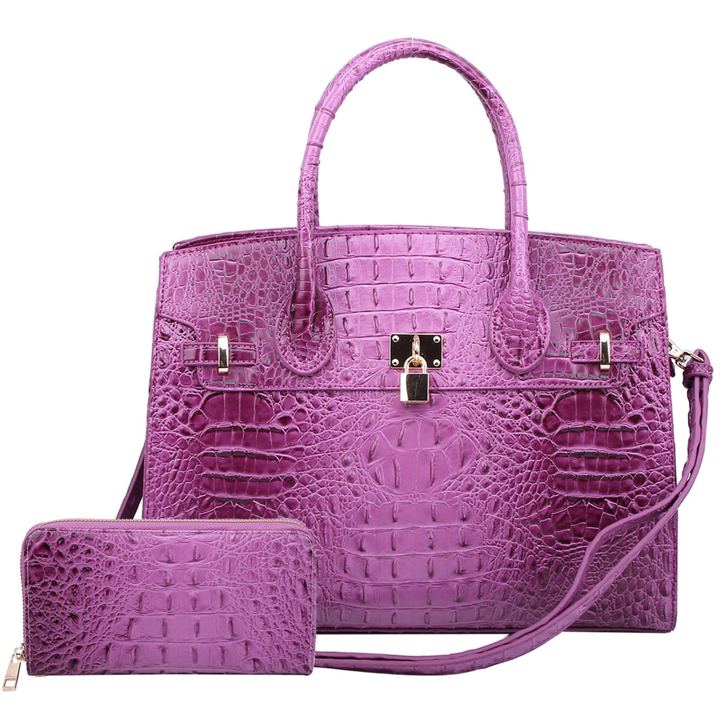 AC1096W Croc Alligator Padlock 2-in-1 Satchel