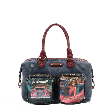 JS17130 HOLLYWOOD DRIVE WASHED DENIM HANDBAG