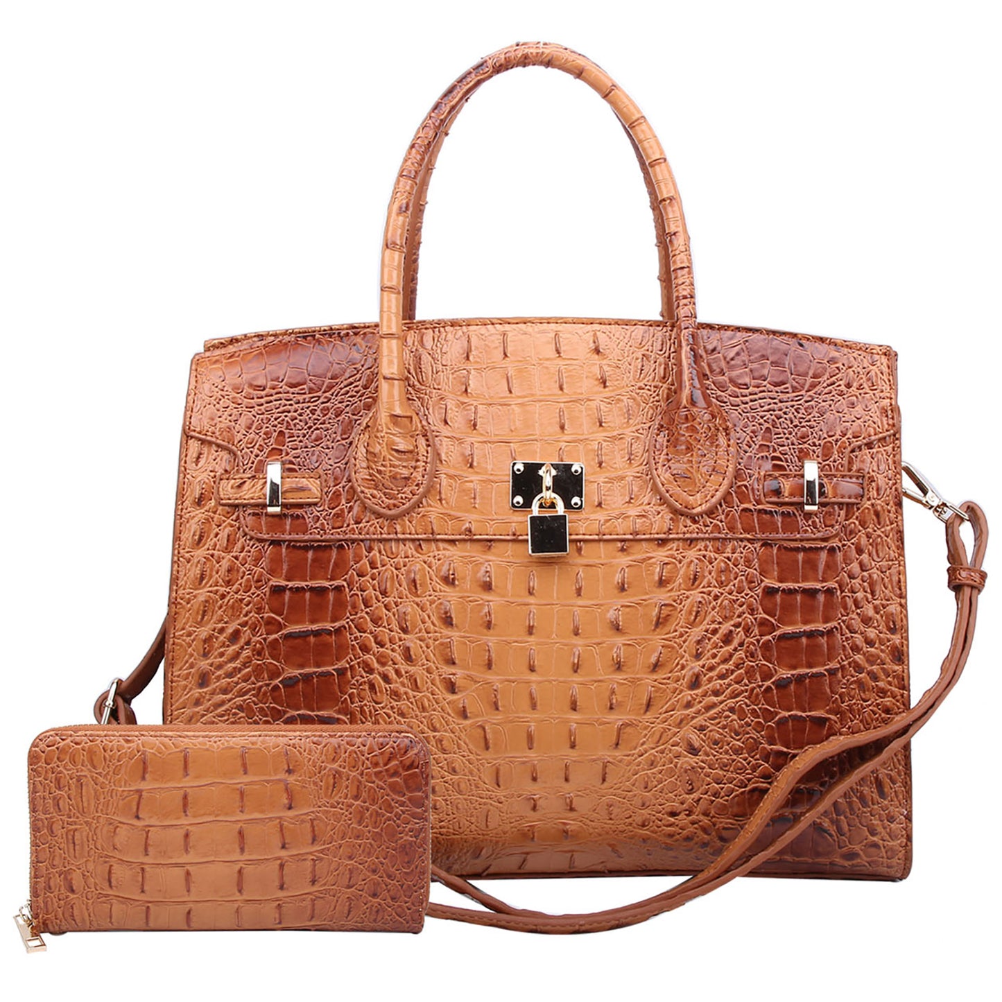 AC1096W Croc Alligator Padlock 2-in-1 Satchel