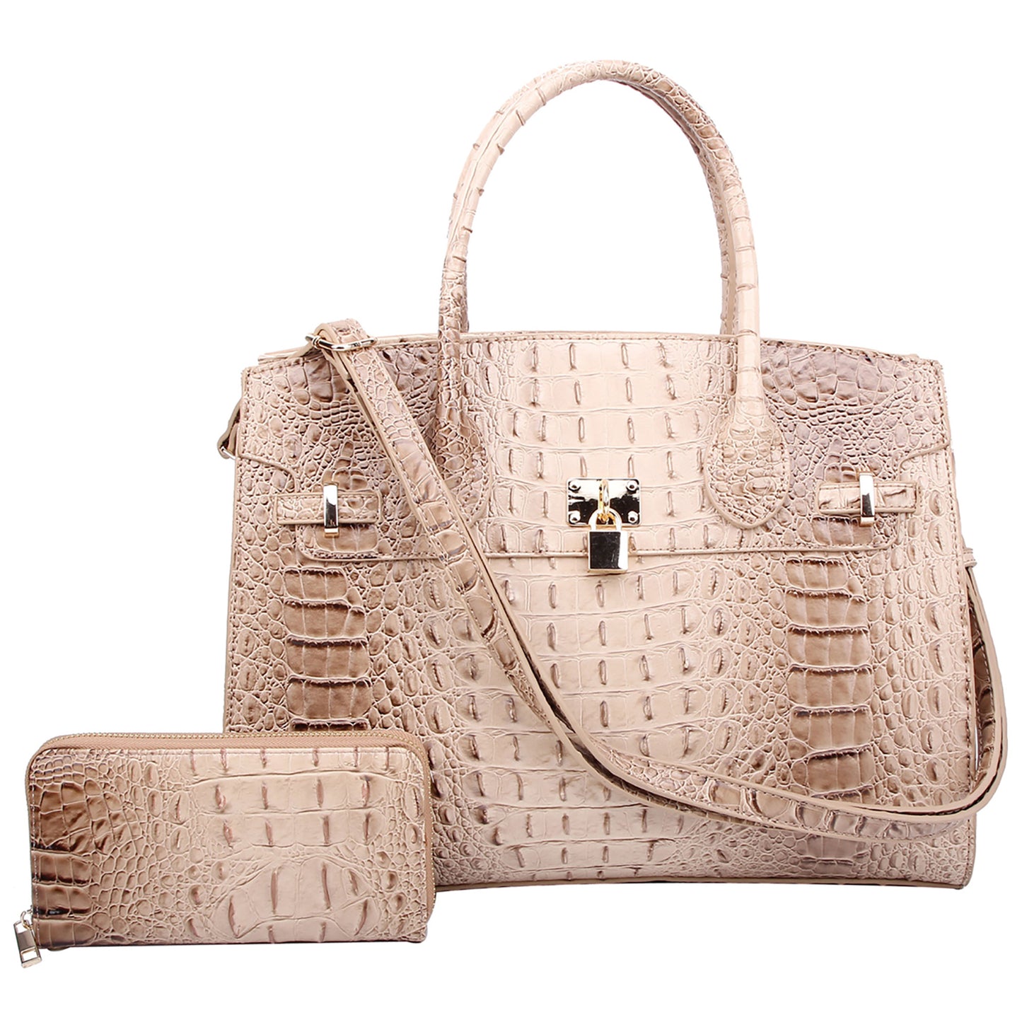 AC1096W Croc Alligator Padlock 2-in-1 Satchel