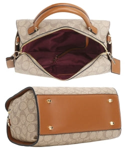 008-8887A 2in1 Oval Print Pattern Handle Boston Bag