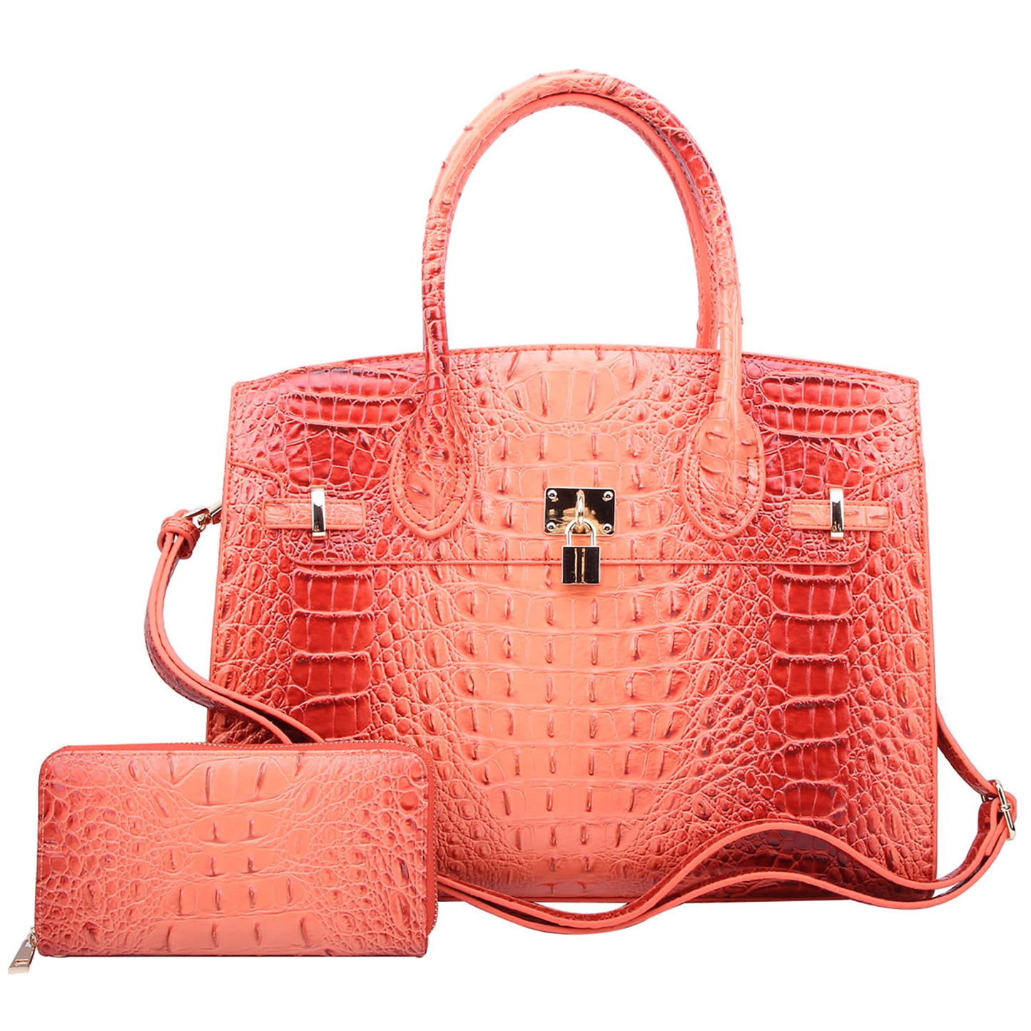 AC1096W Croc Alligator Padlock 2-in-1 Satchel