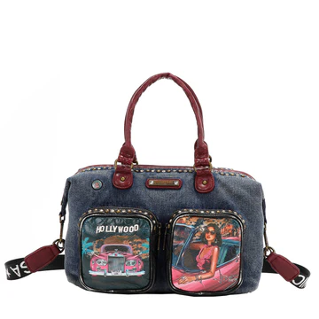JS17130 HOLLYWOOD DRIVE WASHED DENIM HANDBAG