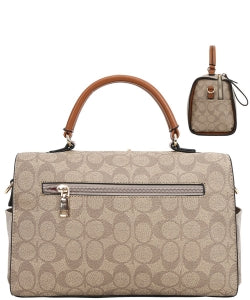 008-8887A 2in1 Oval Print Pattern Handle Boston Bag