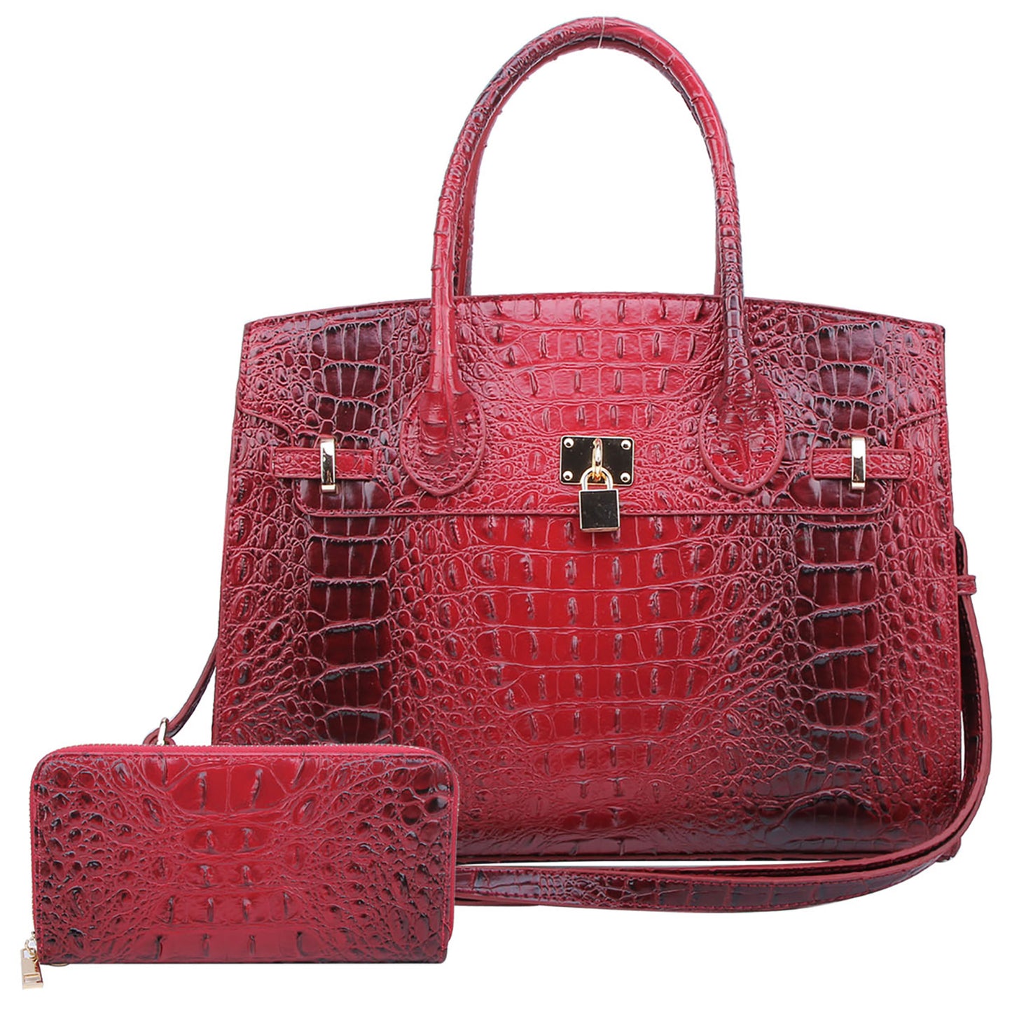 AC1096W Croc Alligator Padlock 2-in-1 Satchel