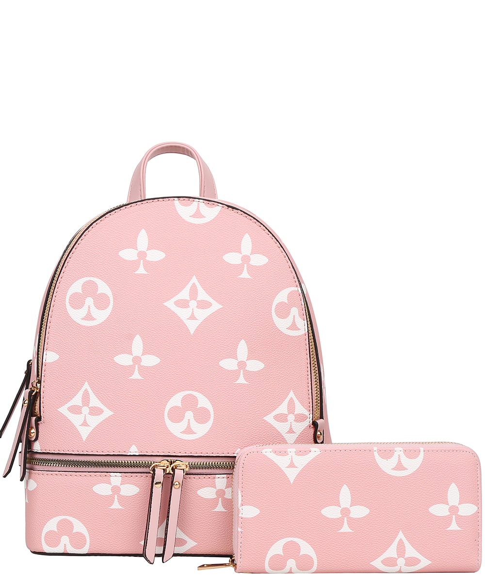 2in1 Print Zipper Backpack With wallet Set