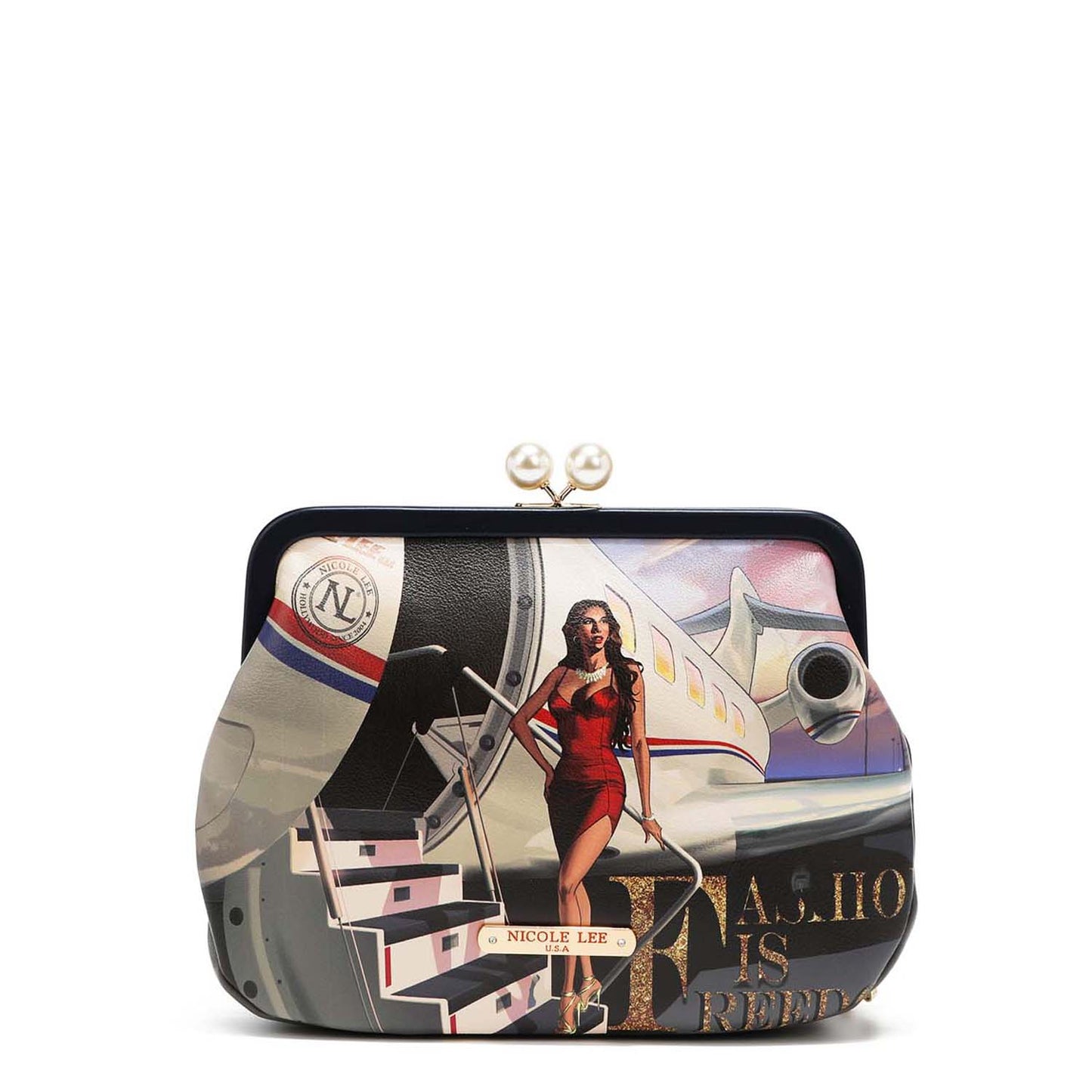 PRT16503 NICOLE LEE Kiss Lock Crossbody Clutch