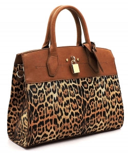 LE1099 Leopard Padlock 2-in-1 Satchel