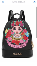 3D Frida Kahlo Backpack FAD932 BEIGE/RED