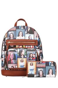 #HA-8730W-1   2 in 1 Kamala Harris Backpack Wallet Set