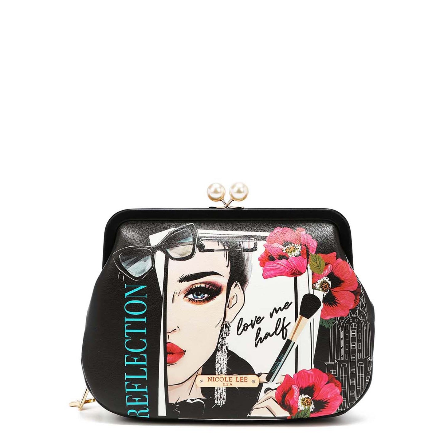 PRT16503 NICOLE LEE Kiss Lock Crossbody Clutch