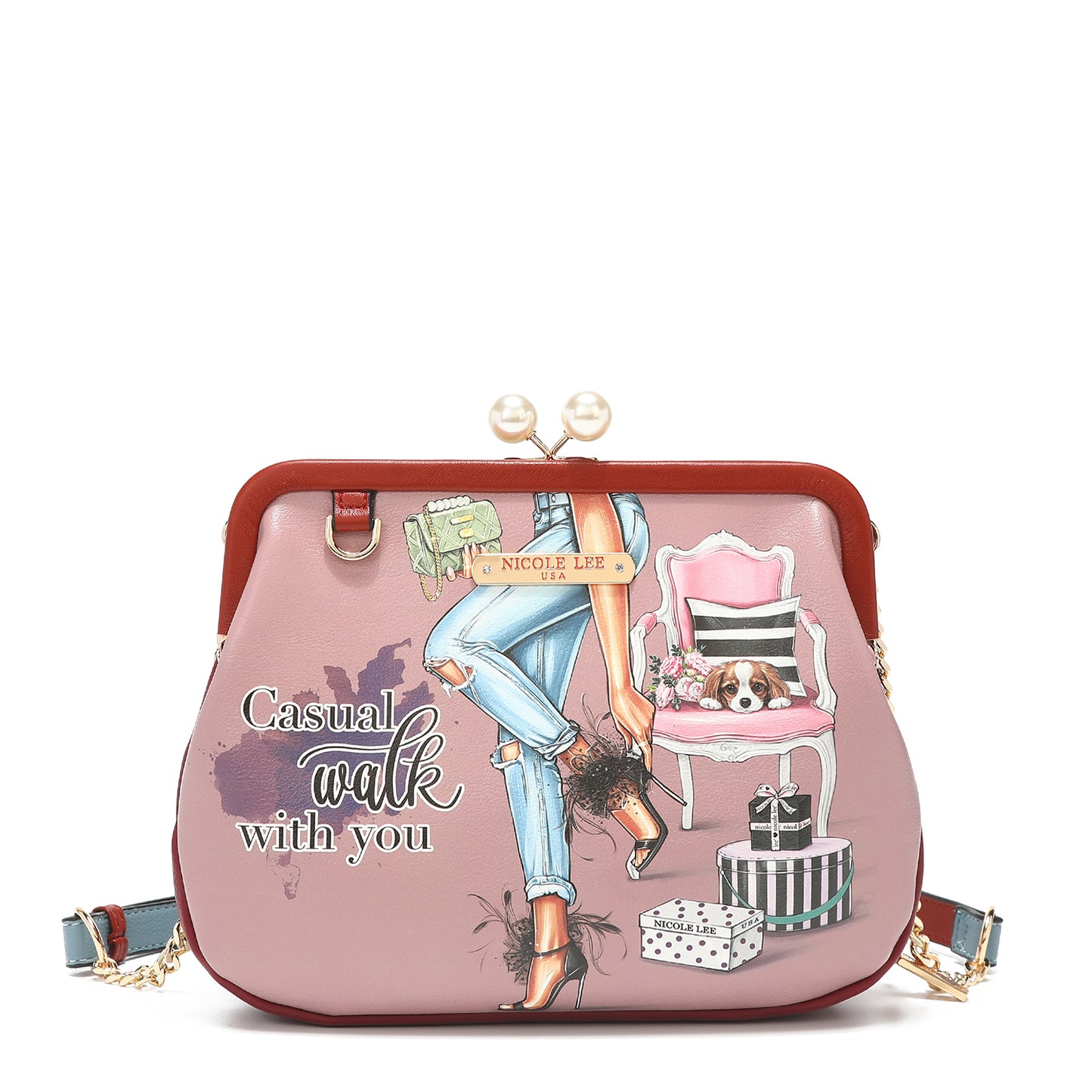 PRT16503 NICOLE LEE Kiss Lock Crossbody Clutch