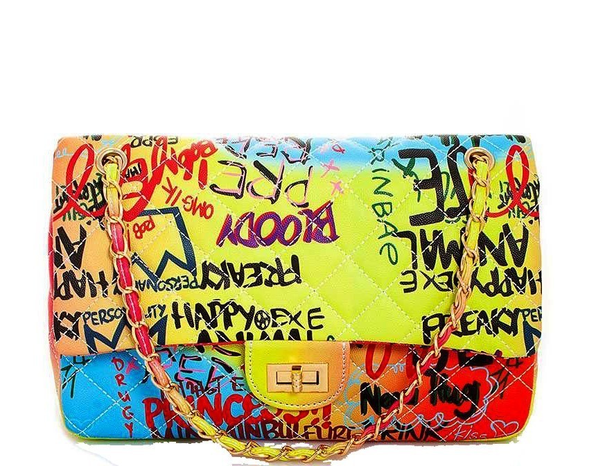 6411 Medium Size Graffiti Shoulder Handbag