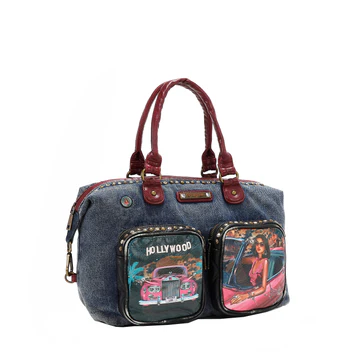 JS17130 HOLLYWOOD DRIVE  WASHED DENIM HANDBAG