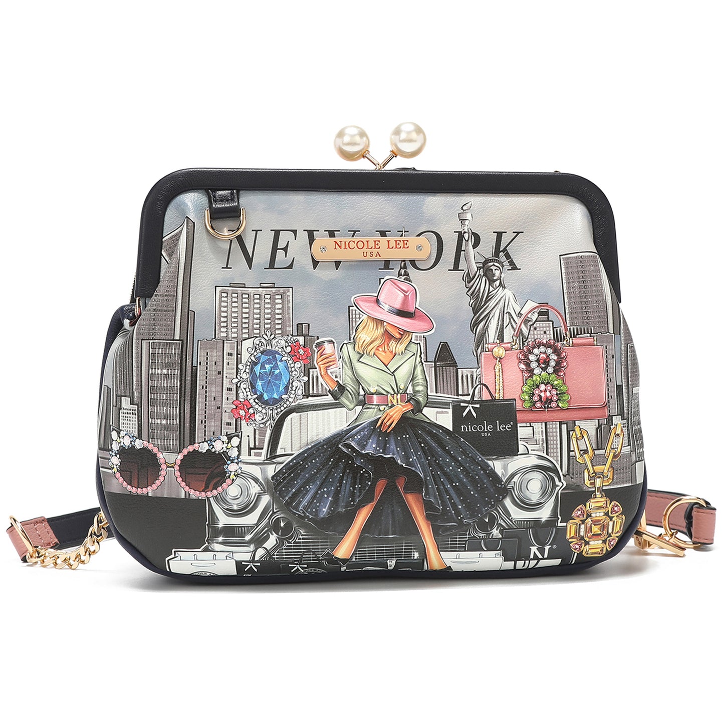 PRT16503 NICOLE LEE Kiss Lock Crossbody Clutch